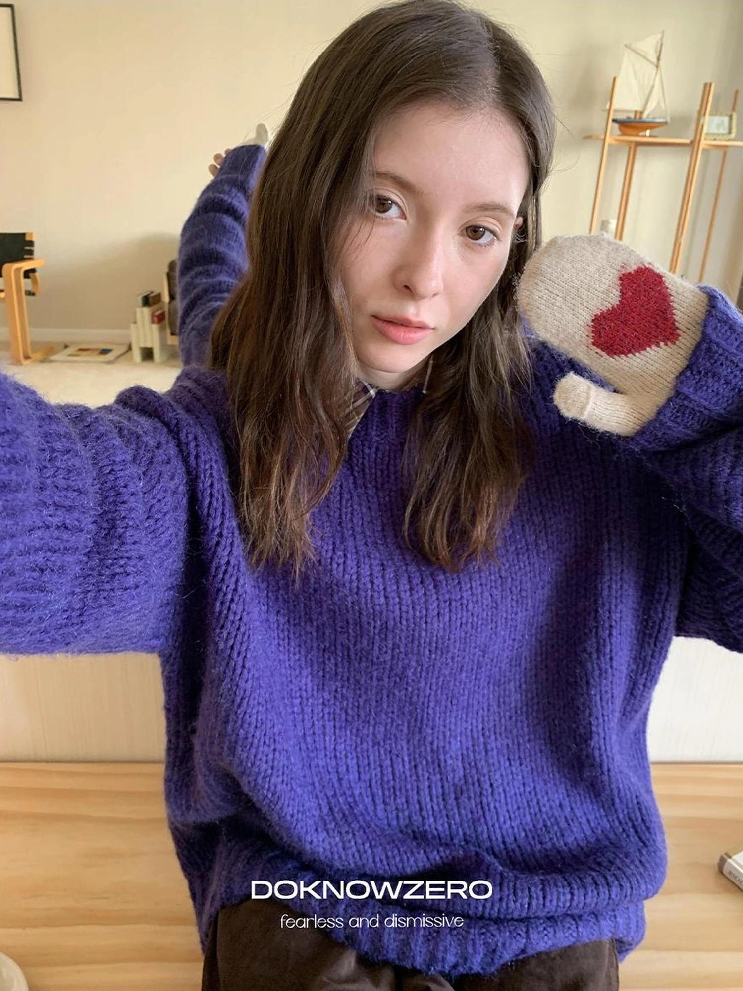 DKZ OFFICIAL Soft Mohair Blend Lazy Knit Sweater