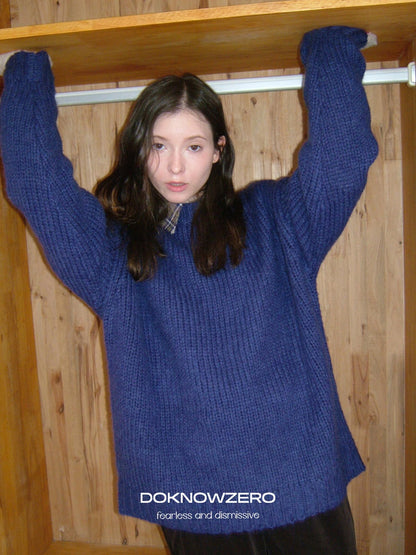DKZ OFFICIAL Soft Mohair Blend Lazy Knit Sweater