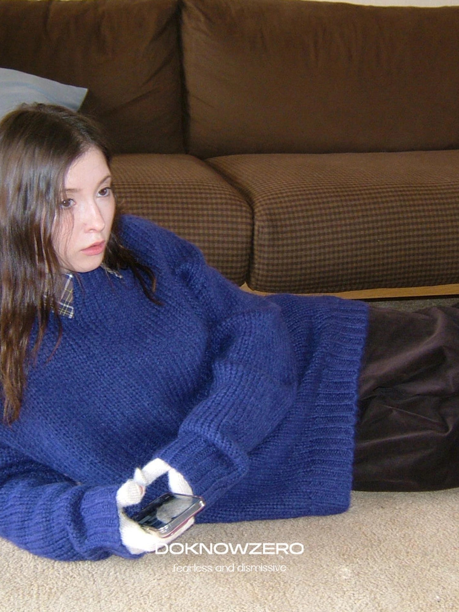 DKZ OFFICIAL Soft Mohair Blend Lazy Knit Sweater