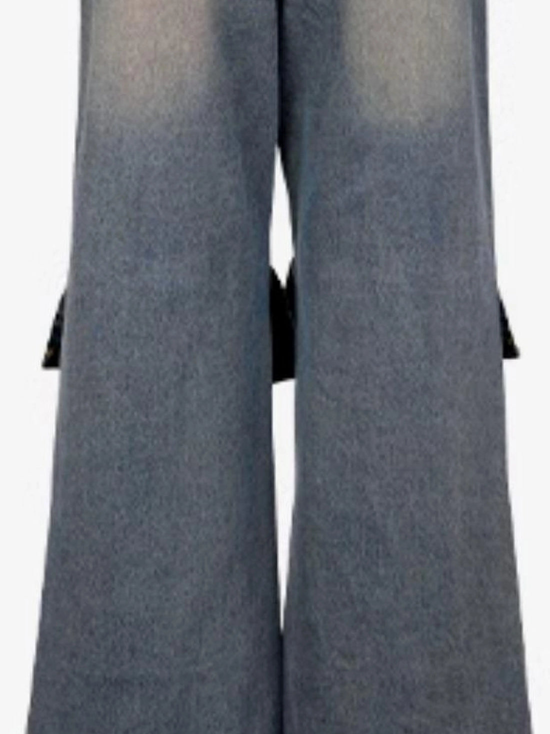 DKZ OFFICIAL Soft Wide Leg Denim Pants With Distressed Hem Opening