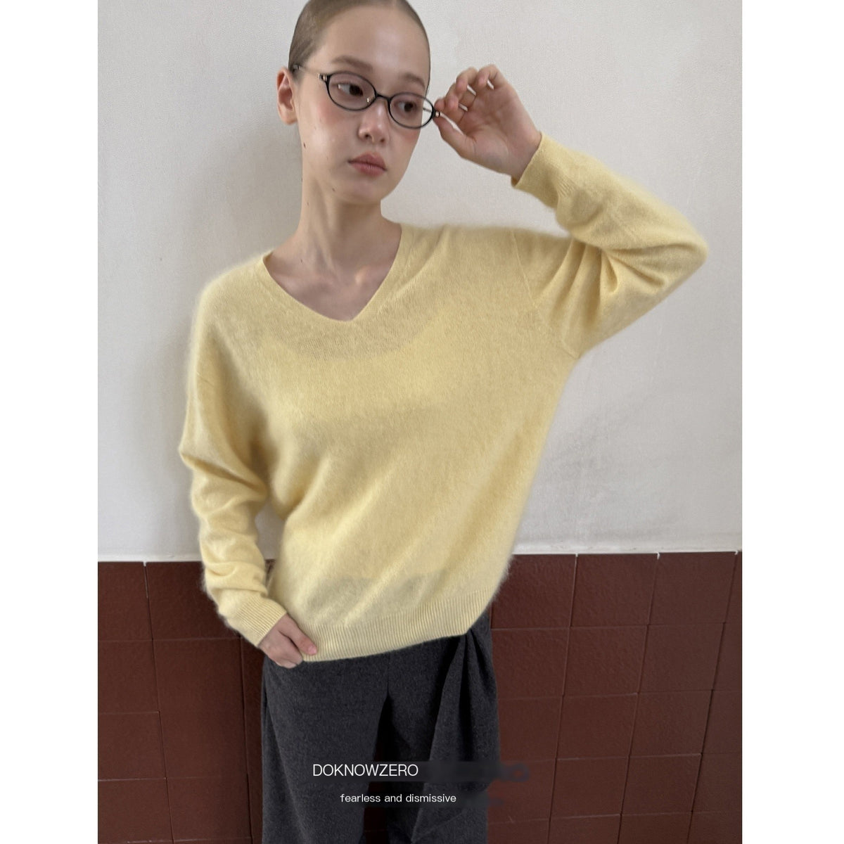 DKZ_OFFICIAL_Soft_Wool_Blend_V-neck_Long_Sleeve_Knit_Women&