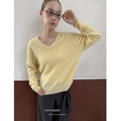 DKZ_OFFICIAL_Soft_Wool_Blend_V-neck_Long_Sleeve_Knit_Women&