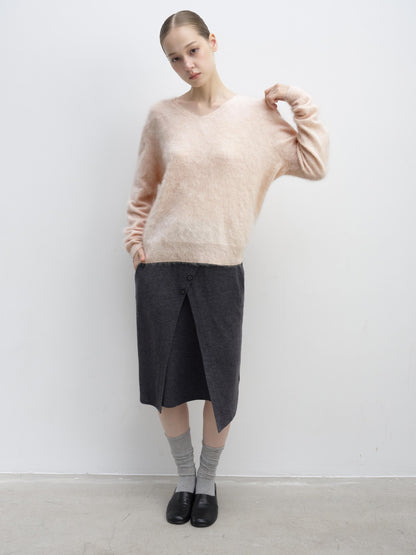 DKZ OFFICIAL Soft Wool Blend V-neck Long Sleeve Knit Women&