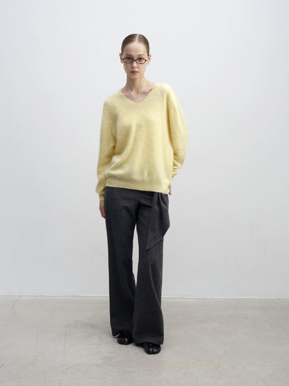 DKZ OFFICIAL Soft Wool Blend V-neck Long Sleeve Knit Women&