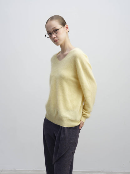 DKZ OFFICIAL Soft Wool Blend V-neck Long Sleeve Knit Women&