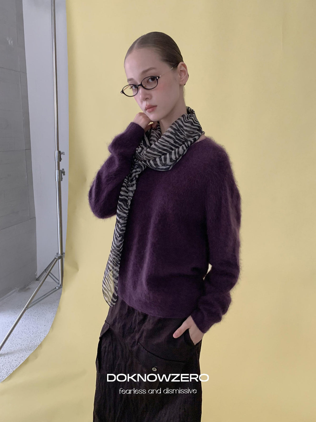 DKZ OFFICIAL Soft Wool Blend V-neck Long Sleeve Knit Women&