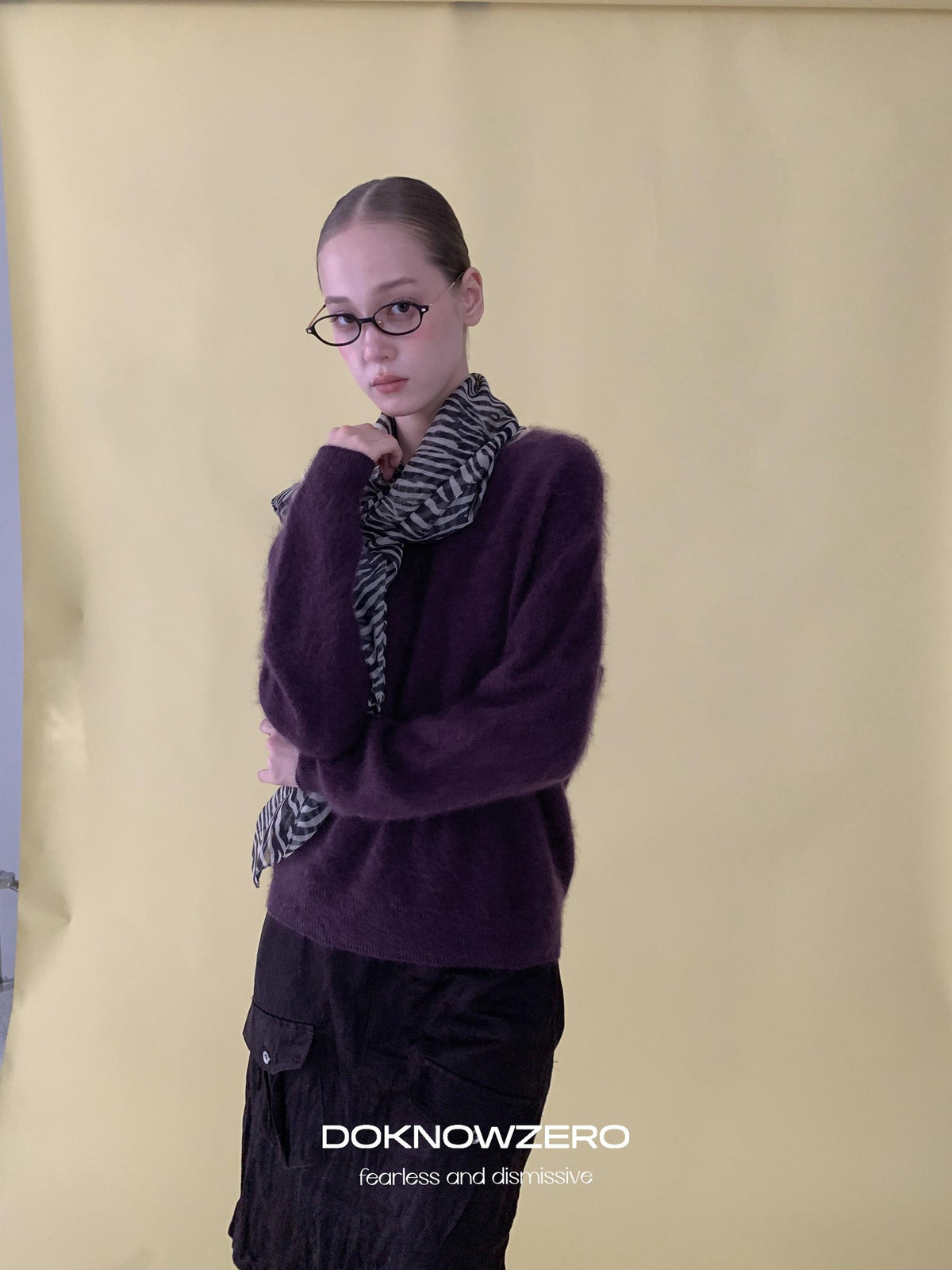 DKZ OFFICIAL Soft Wool Blend V-neck Long Sleeve Knit Women&