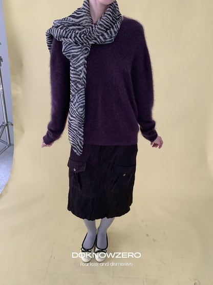 DKZ OFFICIAL Soft Wool Blend V-neck Long Sleeve Knit Women&