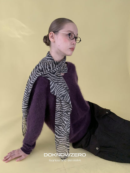 DKZ OFFICIAL Soft Wool Blend V-neck Long Sleeve Knit Women&