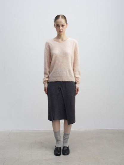 DKZ OFFICIAL Soft Wool Blend V-neck Long Sleeve Knit Women&