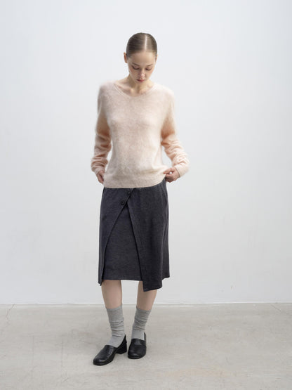 DKZ OFFICIAL Soft Wool Blend V-neck Long Sleeve Knit Women&
