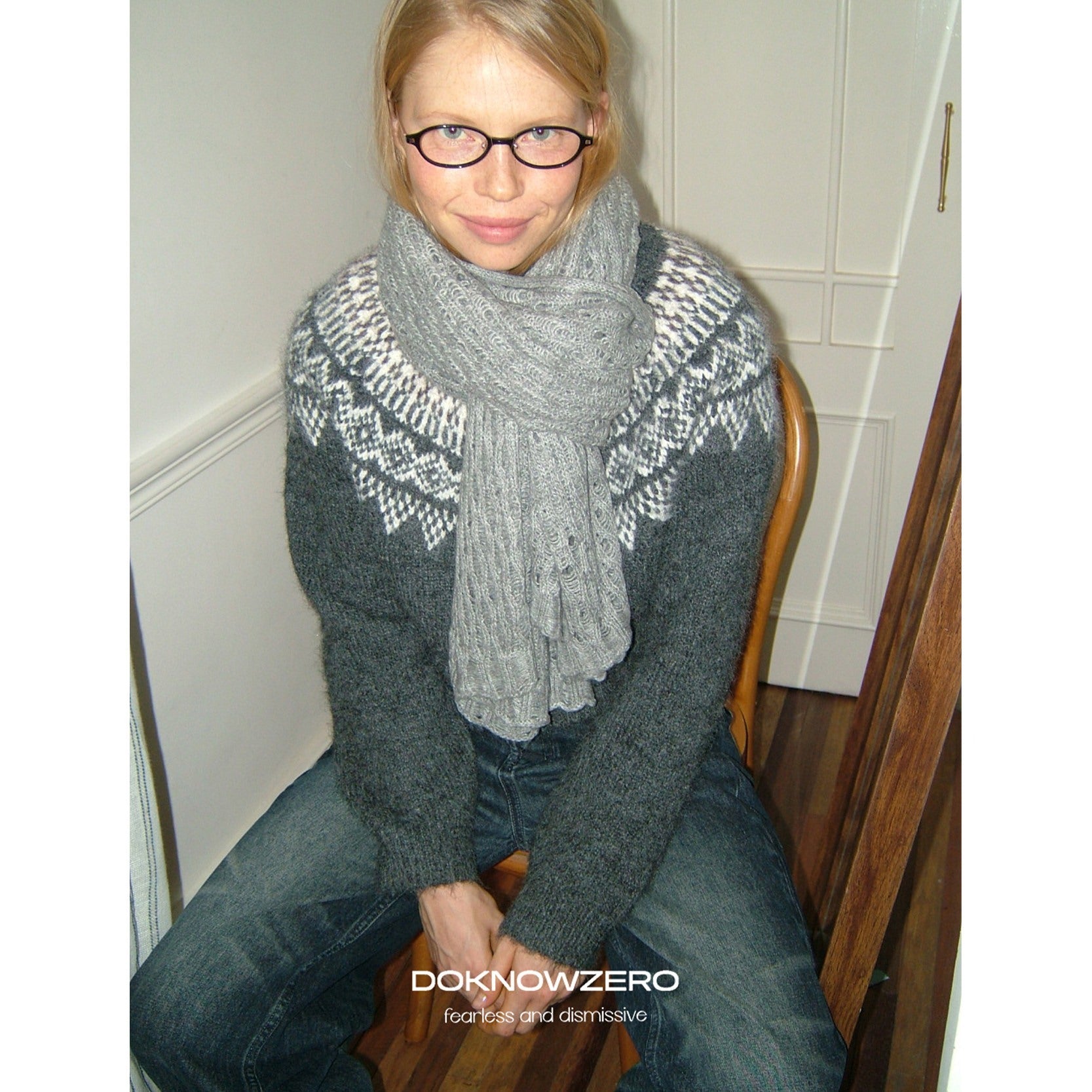 DKZ_OFFICIAL_Solid_Blue_Layered_Knit_Openwork_Women&