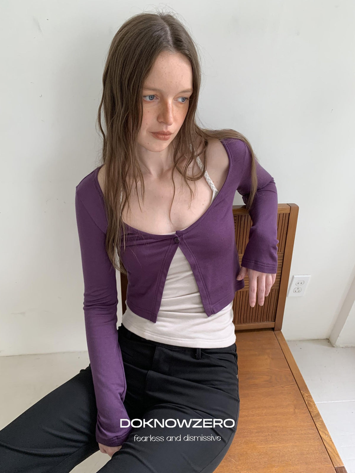 DKZ OFFICIAL Solid Knotted Lyocell Wool Blend Women&