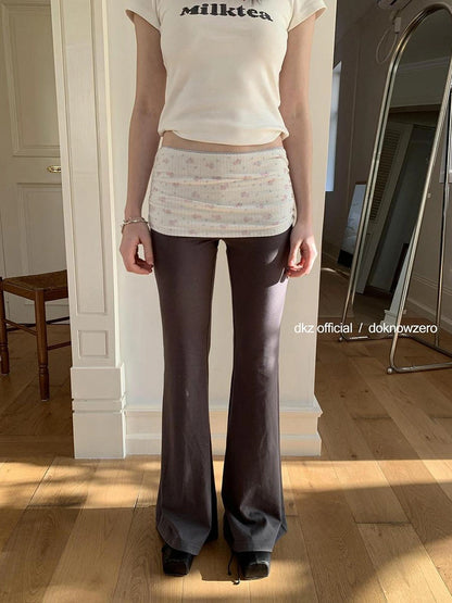DKZ OFFICIAL Spliced Flared Trousers In Cotton Tencel