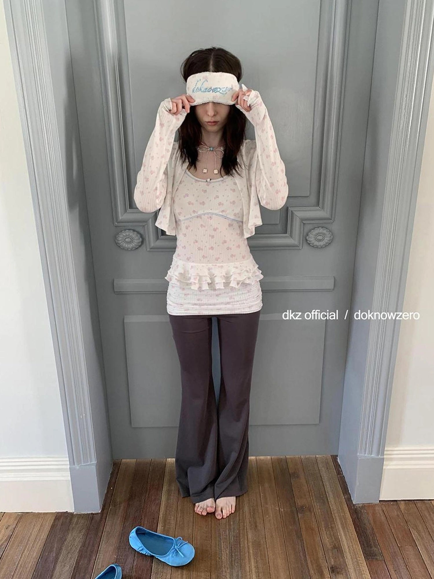DKZ OFFICIAL Spliced Flared Trousers In Cotton Tencel