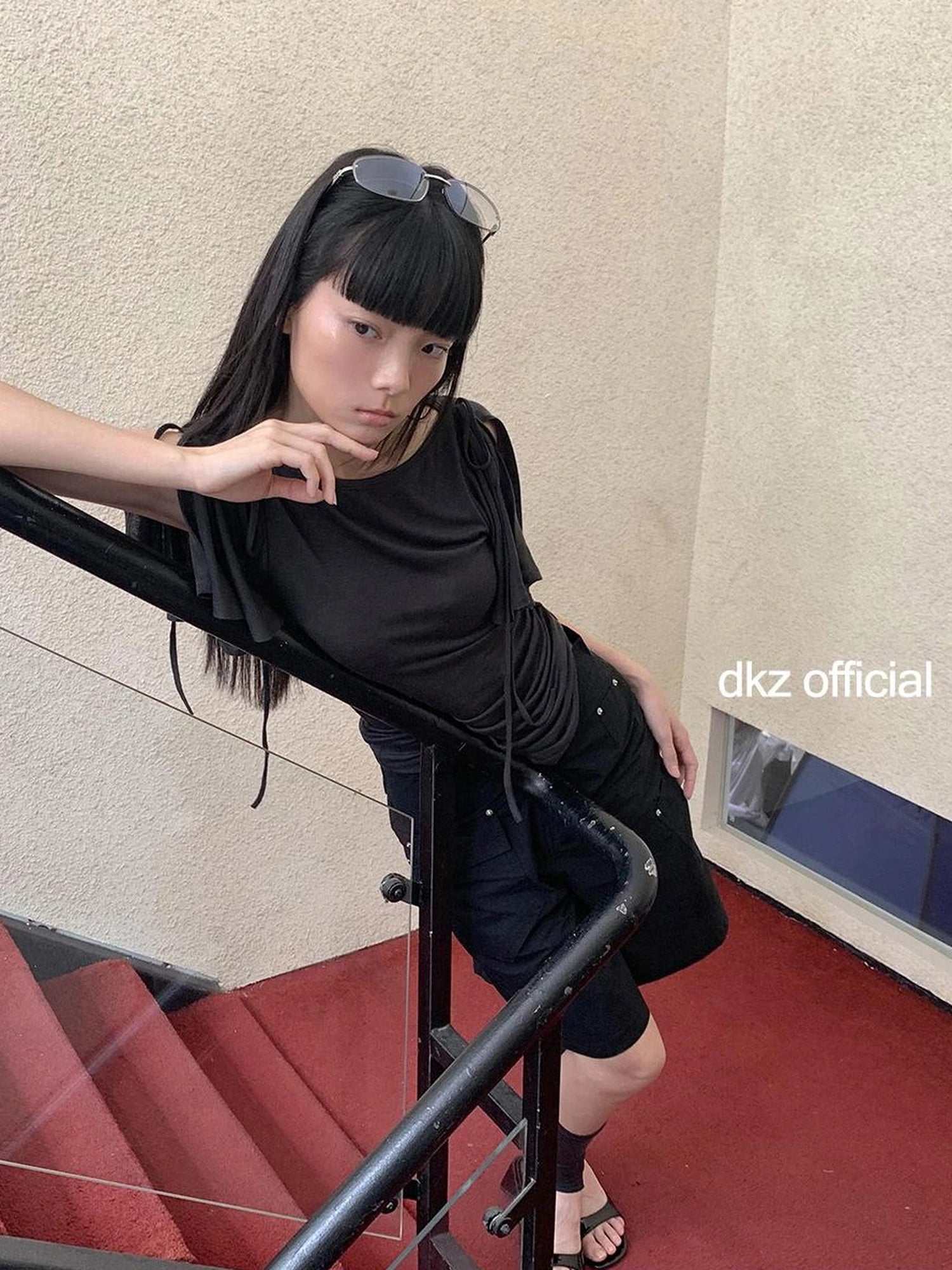 DKZ OFFICIAL Split Ballet Sleeve Boat Neck T-shirt