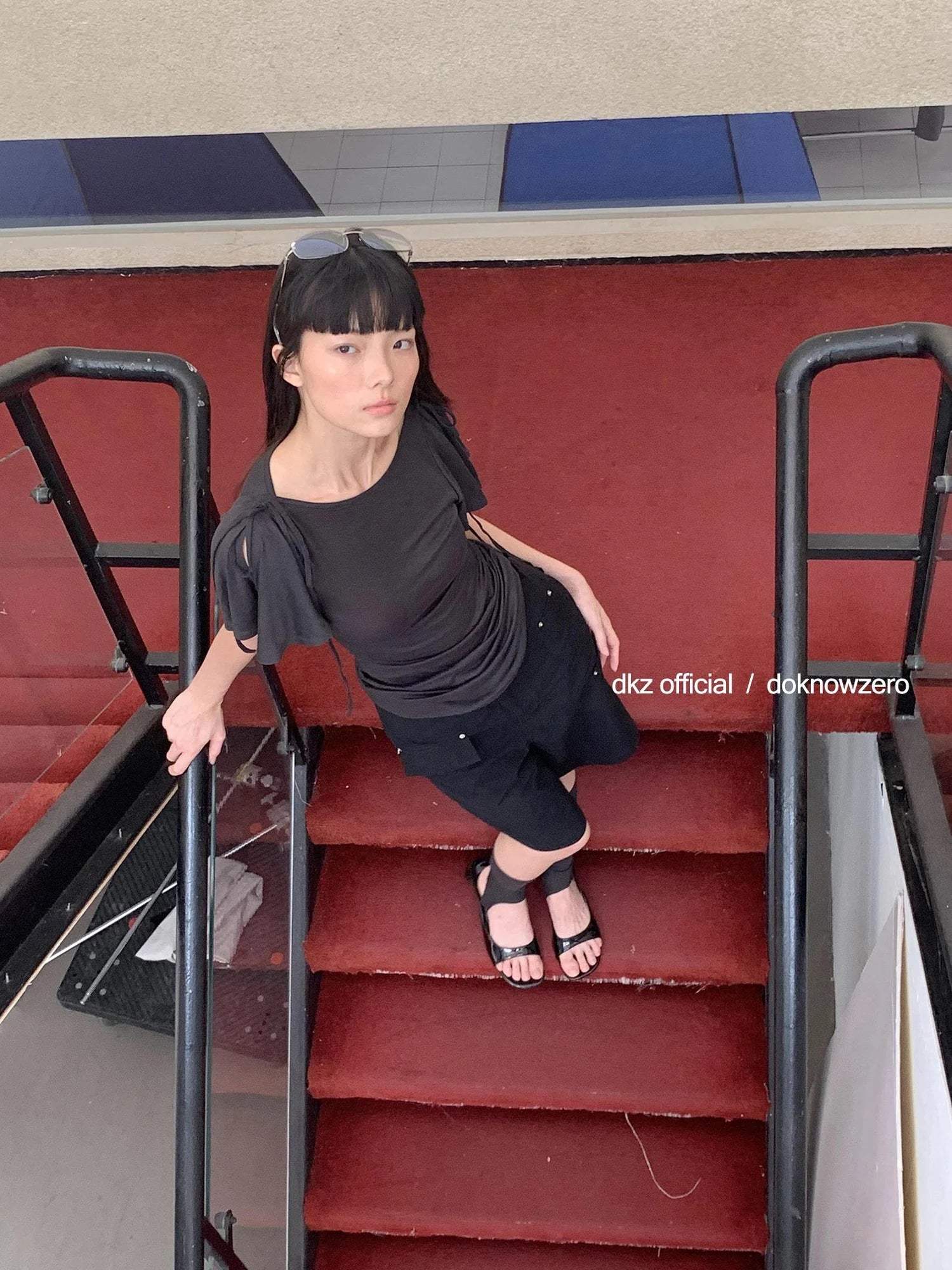 DKZ OFFICIAL Split Ballet Sleeve Boat Neck T-shirt