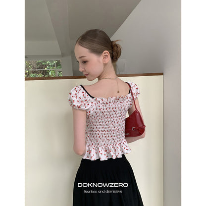 DKZ_OFFICIAL_Square_Neck_Printed_Slim_Fit_Puff_Sleeve_Women&