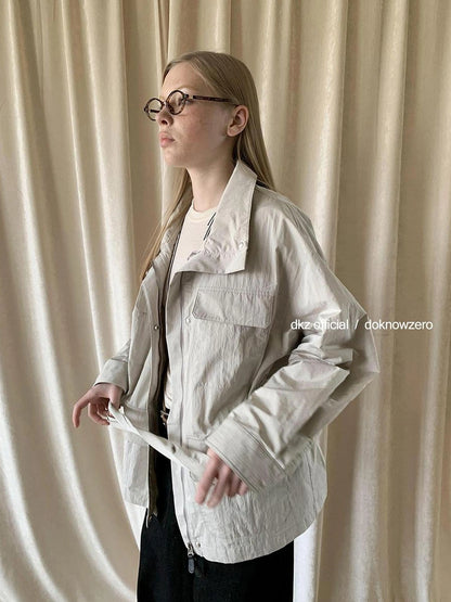 DKZ OFFICIAL Stand Up Collar Drawstring Windbreaker With Multi Pockets