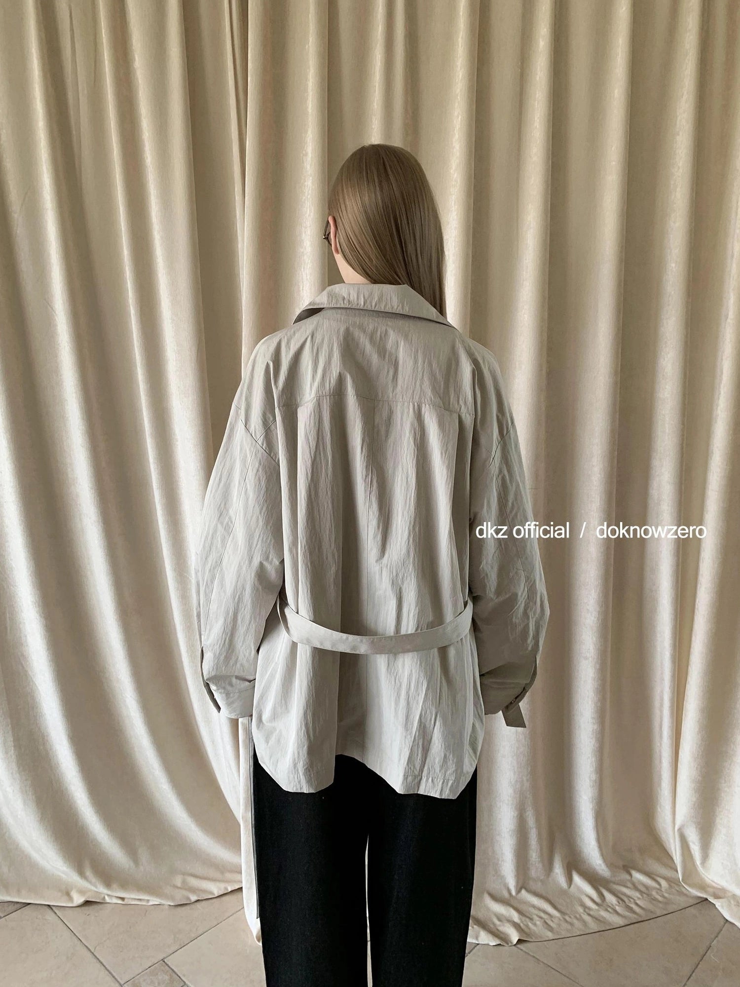DKZ OFFICIAL Stand Up Collar Drawstring Windbreaker With Multi Pockets