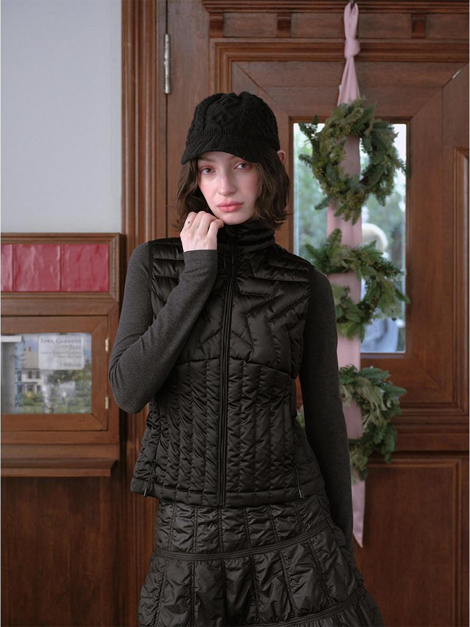 DKZ OFFICIAL Star Ribbed Quilted Layered Sleeveless Women&