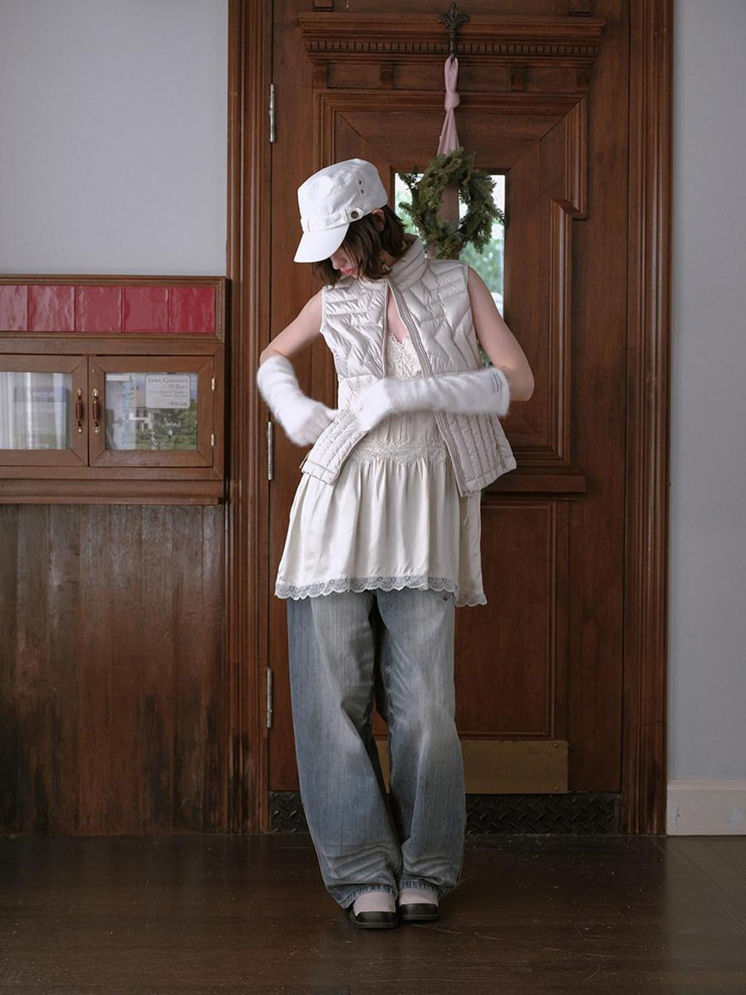 DKZ OFFICIAL Star Ribbed Quilted Layered Sleeveless Women&