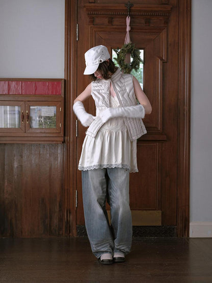 DKZ OFFICIAL Star Ribbed Quilted Layered Sleeveless Women&