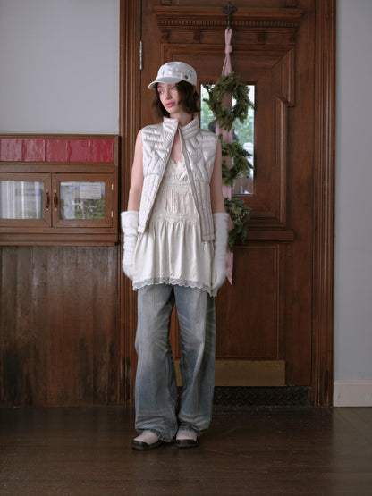 DKZ OFFICIAL Star Ribbed Quilted Layered Sleeveless Women&