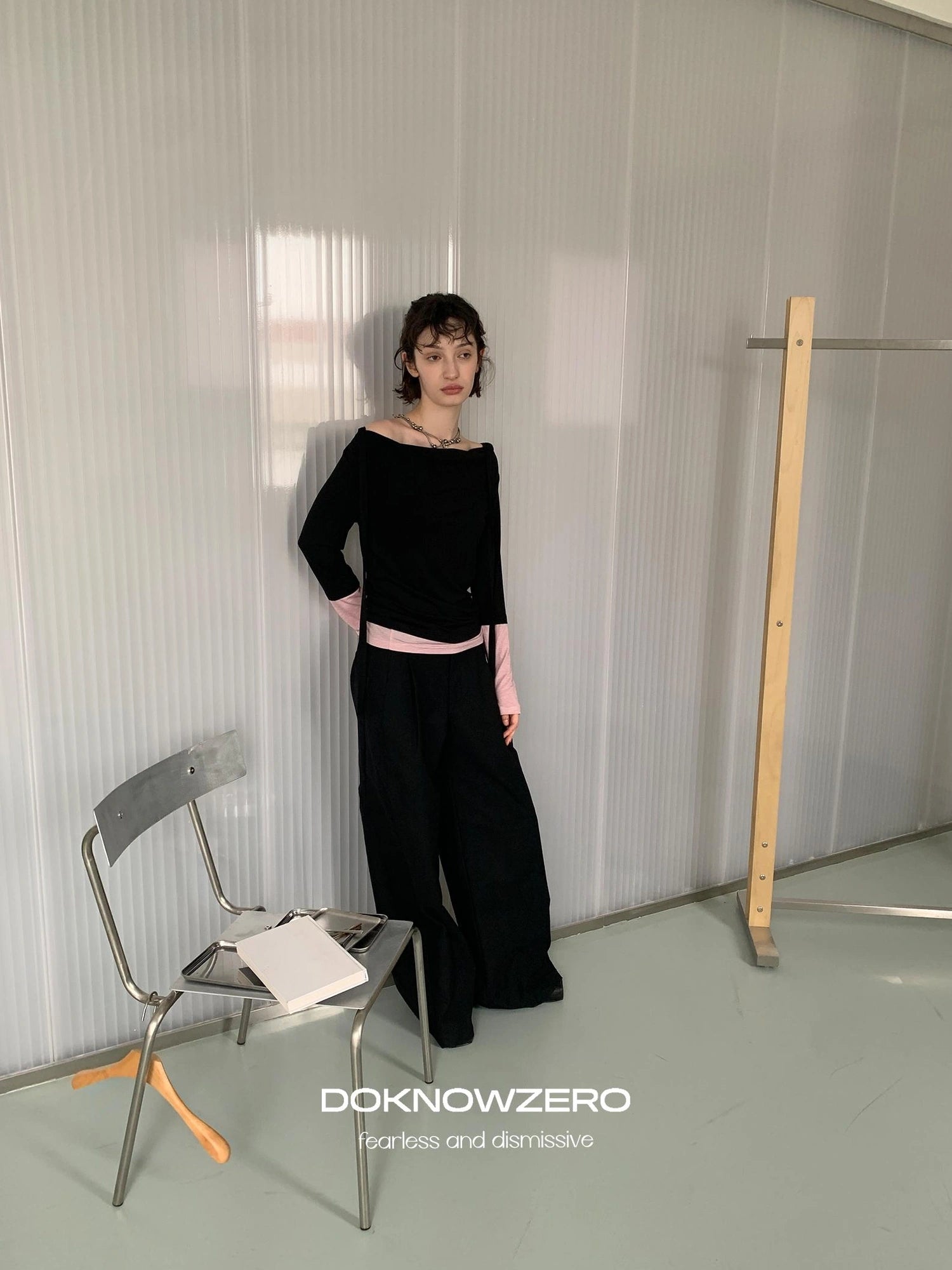 DKZ OFFICIAL Straight Leg Black Trousers For Women