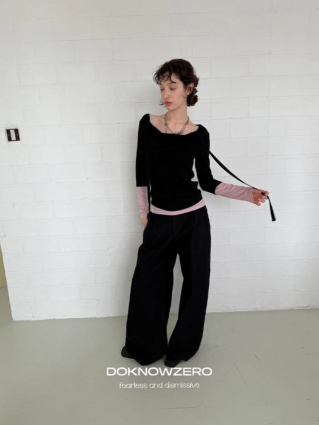 DKZ OFFICIAL Straight Leg Black Trousers For Women