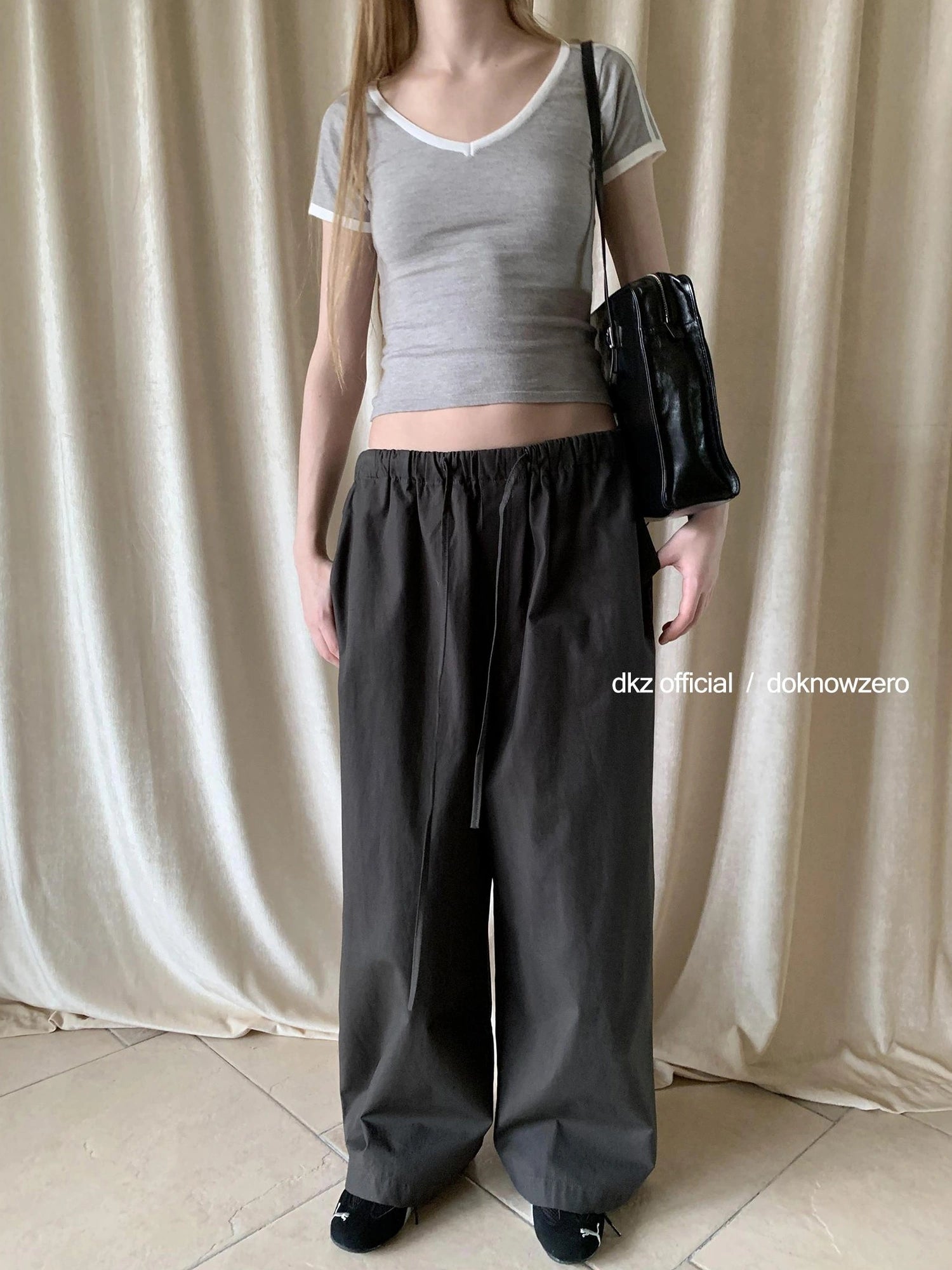 DKZ OFFICIAL Straight Leg Pants With Drawstring Waist