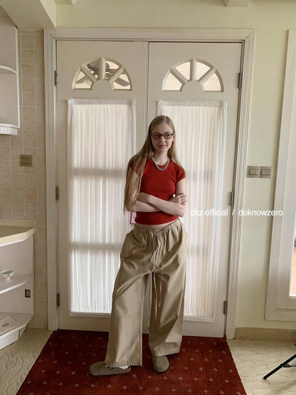DKZ OFFICIAL Straight Leg Pants With Drawstring Waist