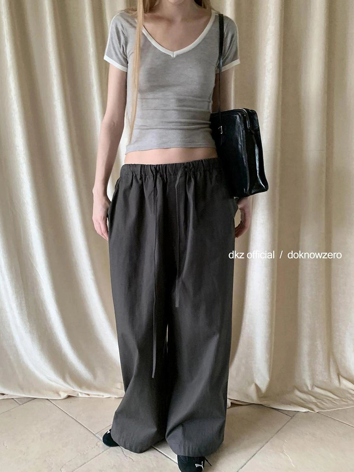 DKZ OFFICIAL Straight Leg Pants With Drawstring Waist
