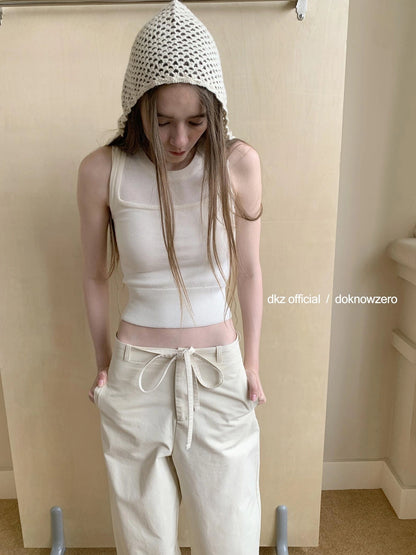 DKZ OFFICIAL Straight Leg Trousers In Apricot