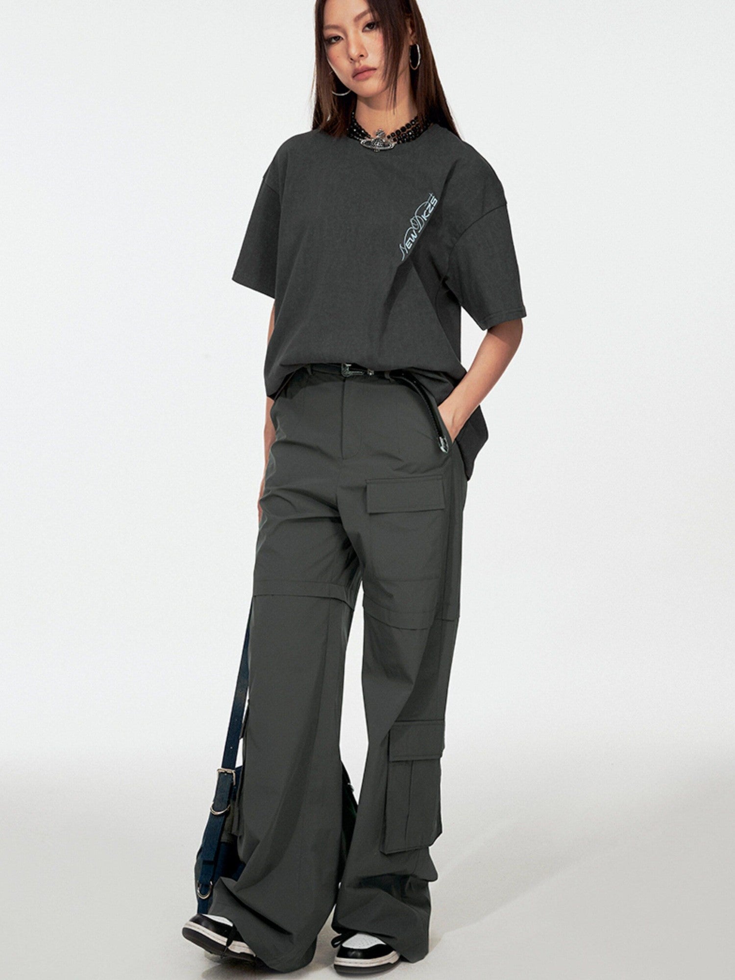 DKZ OFFICIAL Street Embroidered Folded Hem Women&
