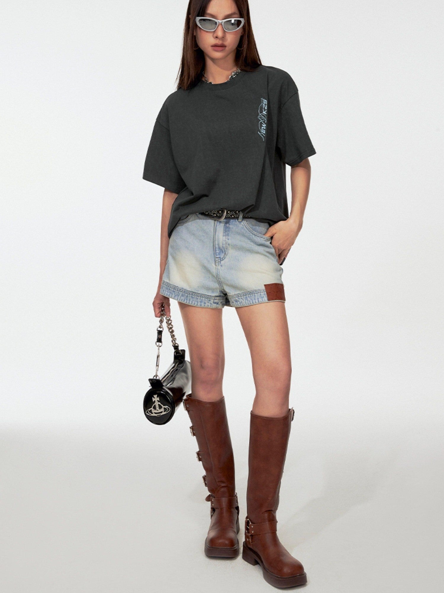 DKZ OFFICIAL Street Embroidered Folded Hem Women&