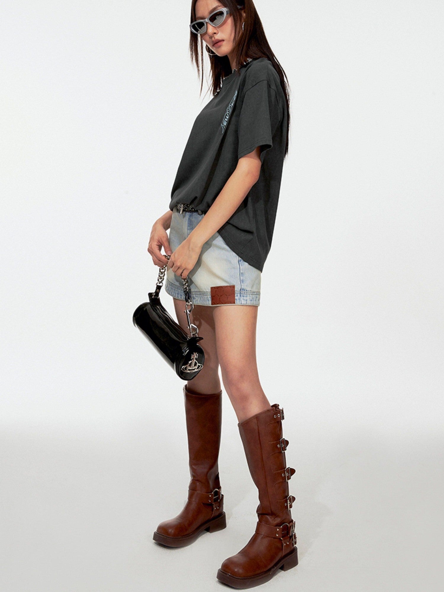 DKZ OFFICIAL Street Embroidered Folded Hem Women&