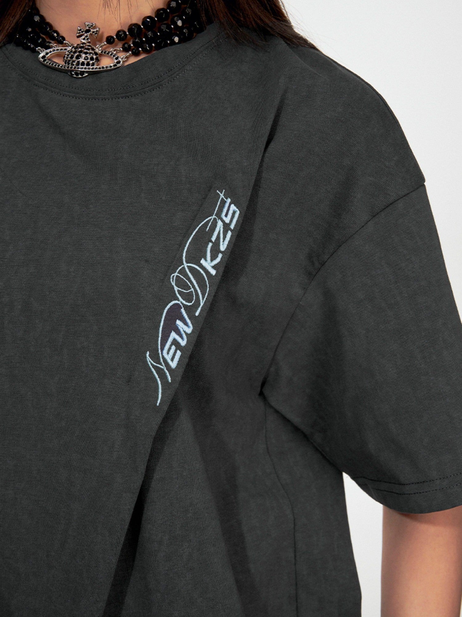 DKZ OFFICIAL Street Embroidered Folded Hem Women&