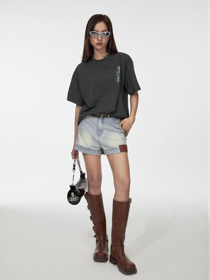 DKZ OFFICIAL Street Embroidered Folded Hem Women&