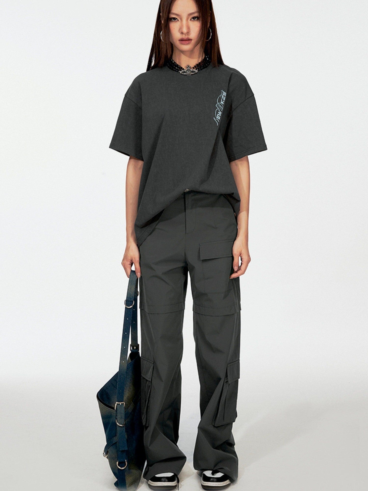 DKZ OFFICIAL Street Embroidered Folded Hem Women&