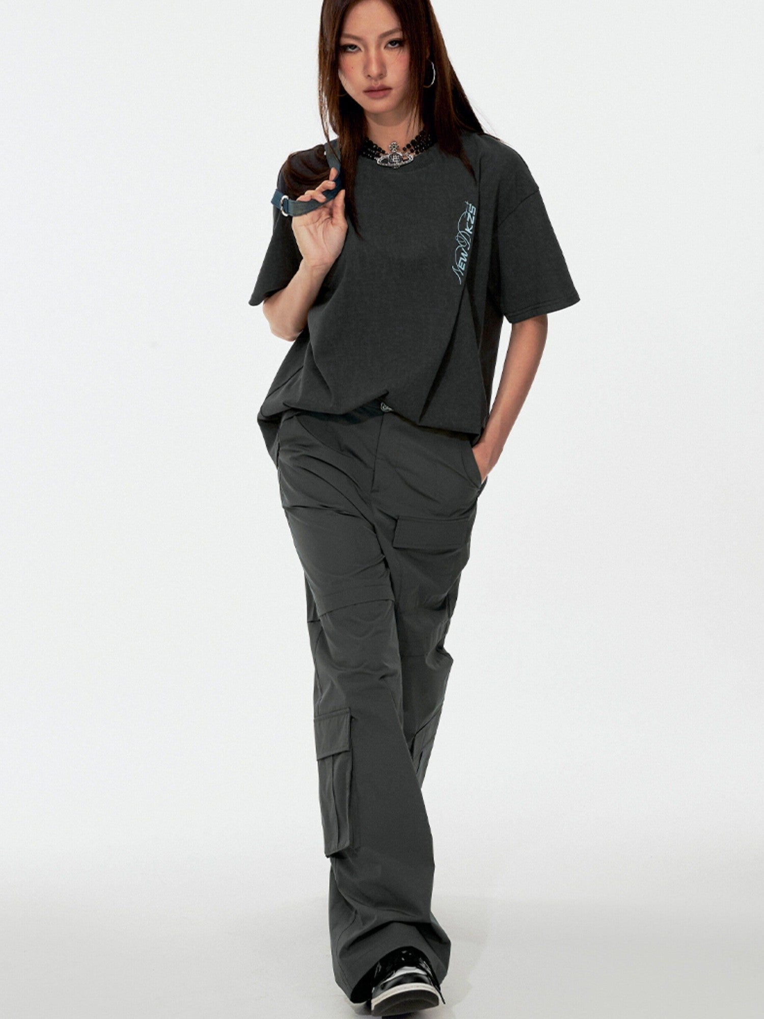 DKZ OFFICIAL Street Embroidered Folded Hem Women&