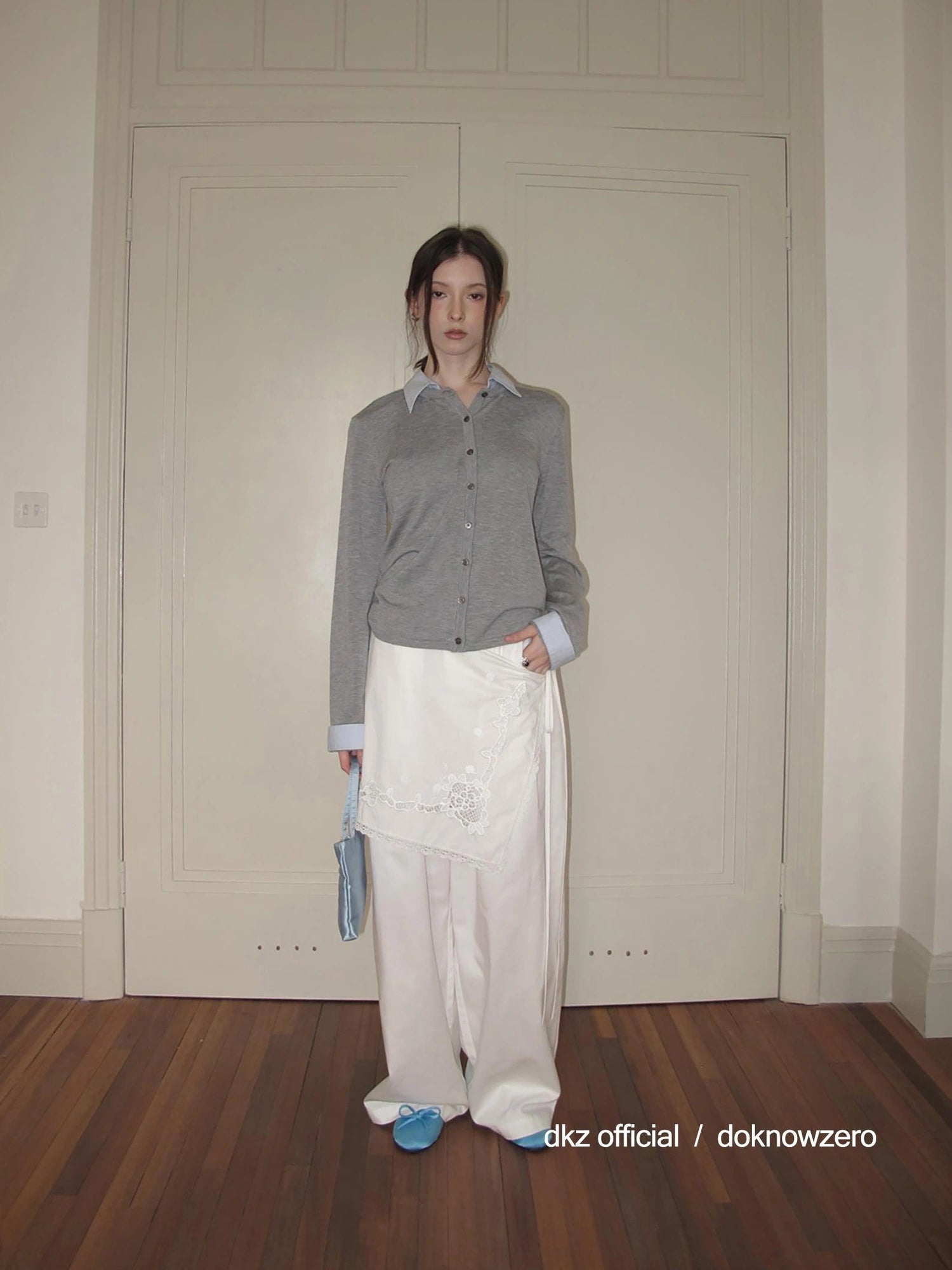 DKZ OFFICIAL Stretch Waist Linen Blend Wide Leg Pants