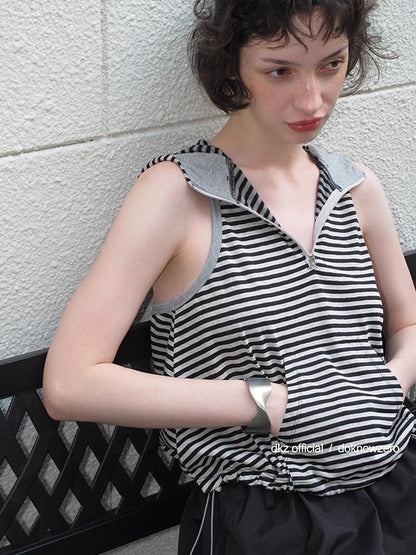 DKZ_OFFICIAL_Striped_Adjustable_Hem_Hooded_Vest_Top_For_Women_MISSTT