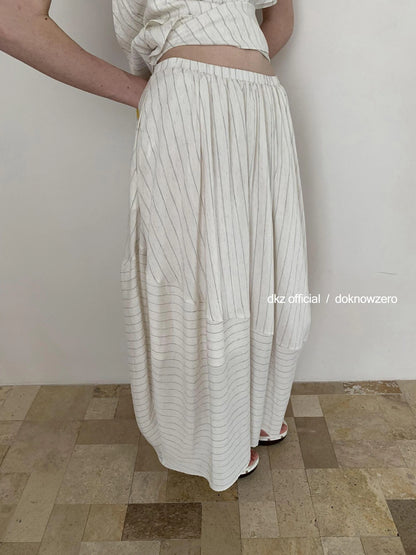 DKZ OFFICIAL Striped Irregular Camisole And Flounced Skirt Two Piece Set