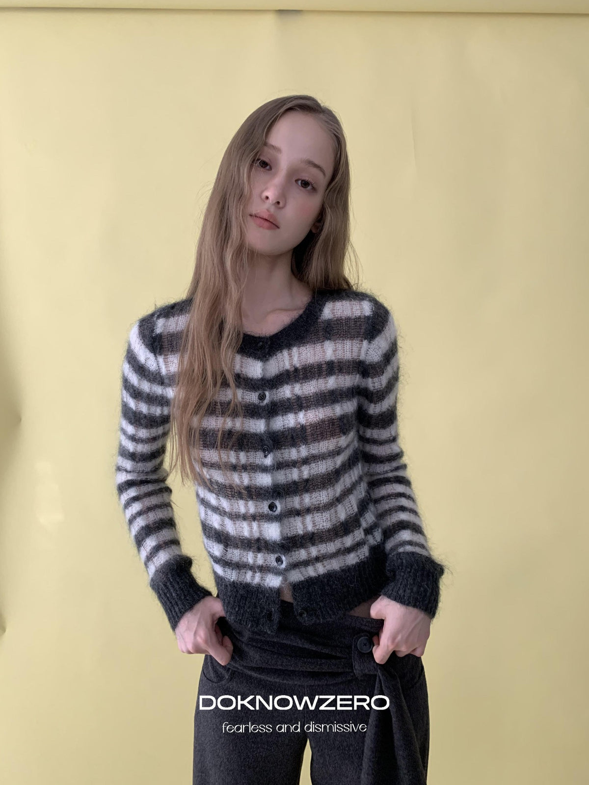 DKZ OFFICIAL Striped Mohair Knit Women&