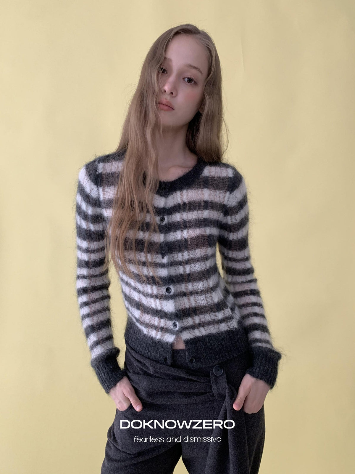 DKZ OFFICIAL Striped Mohair Knit Women&