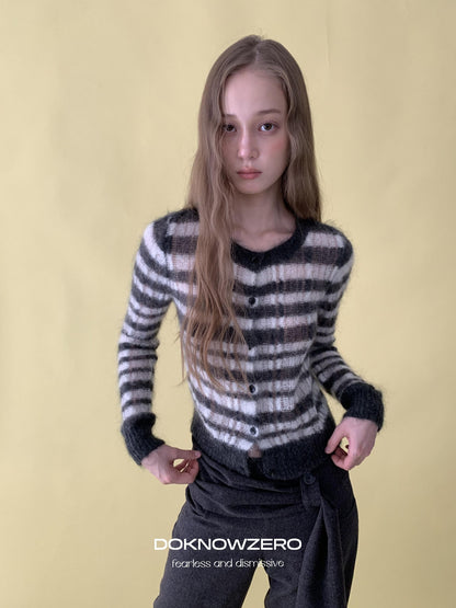 DKZ OFFICIAL Striped Mohair Knit Women&