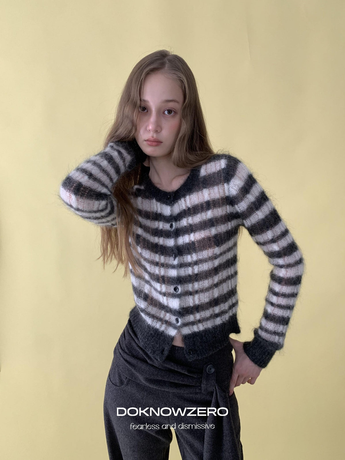 DKZ OFFICIAL Striped Mohair Knit Women&
