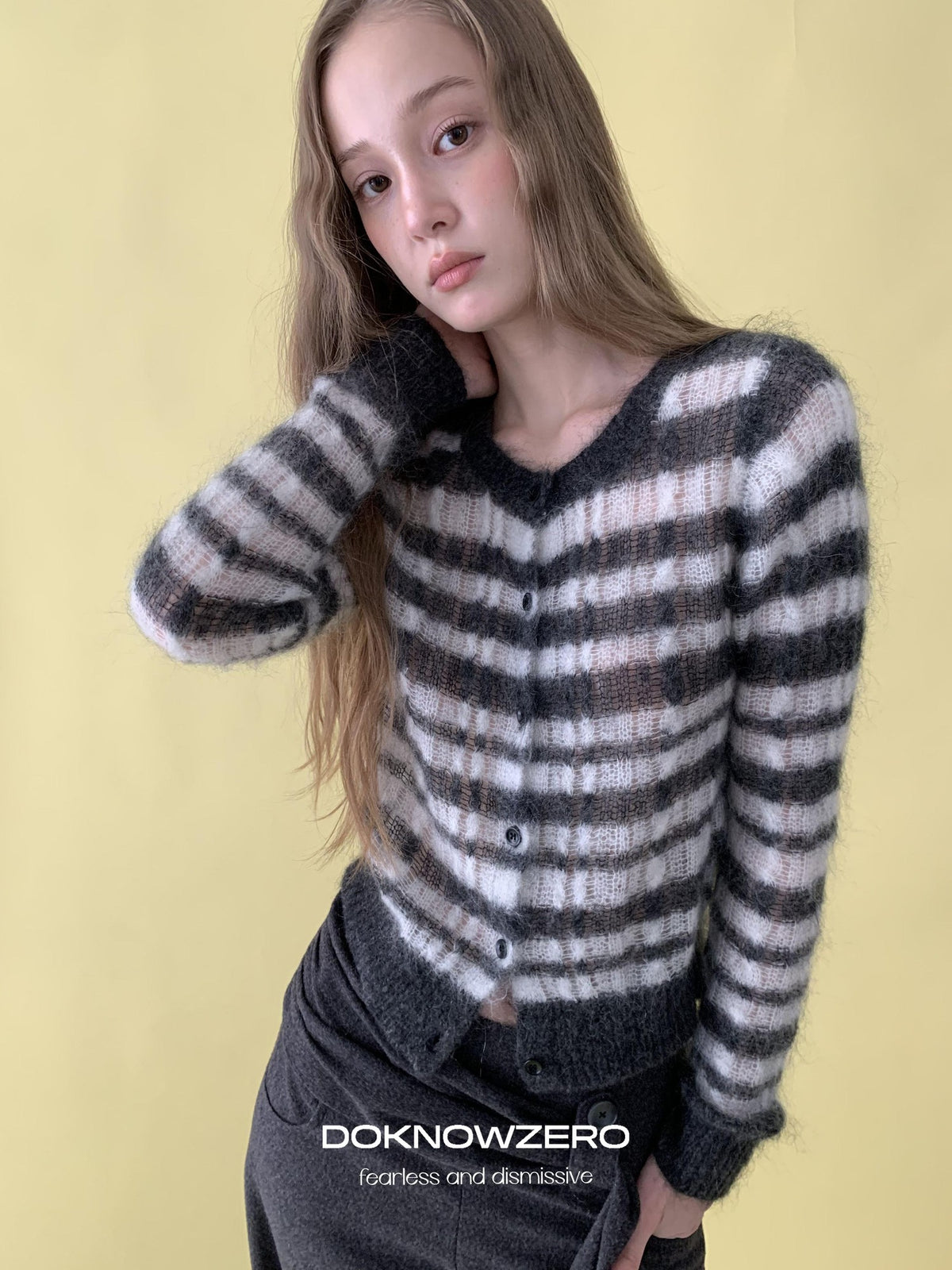 DKZ OFFICIAL Striped Mohair Knit Women&