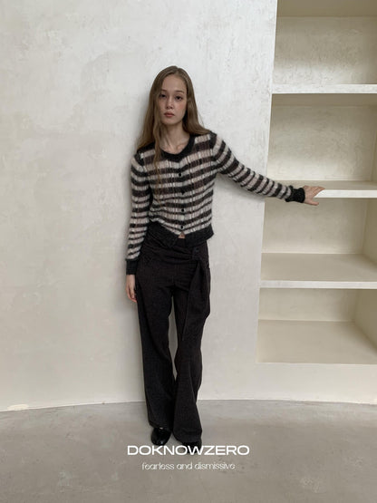 DKZ OFFICIAL Striped Mohair Knit Women&